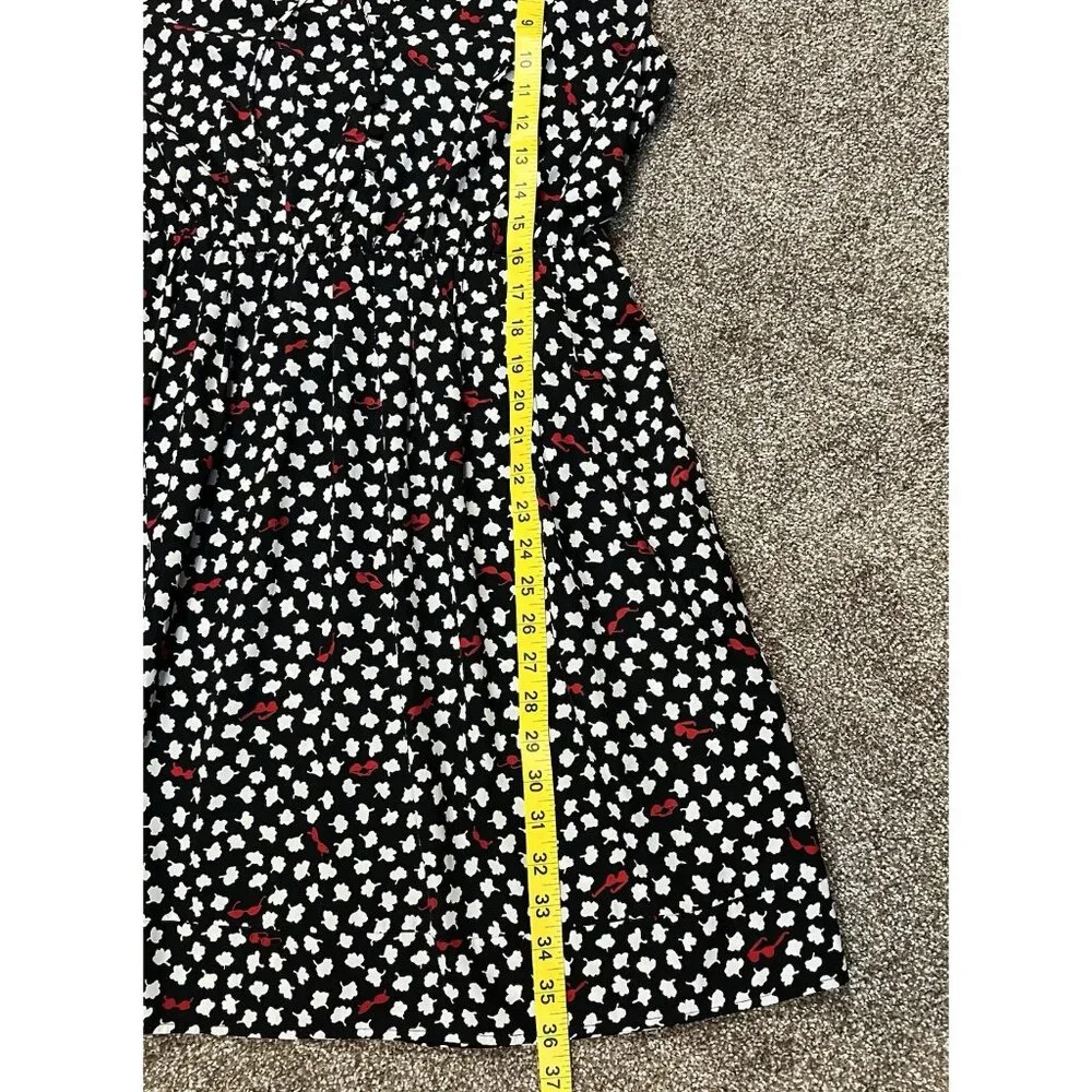 Anthropologie Maeve Odelia Black Floral Mini Dress Size Medium Sunglasses Pocket - Picture 7 of 15